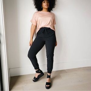 Albion Fit Destination Joggers in Black, tall inseam